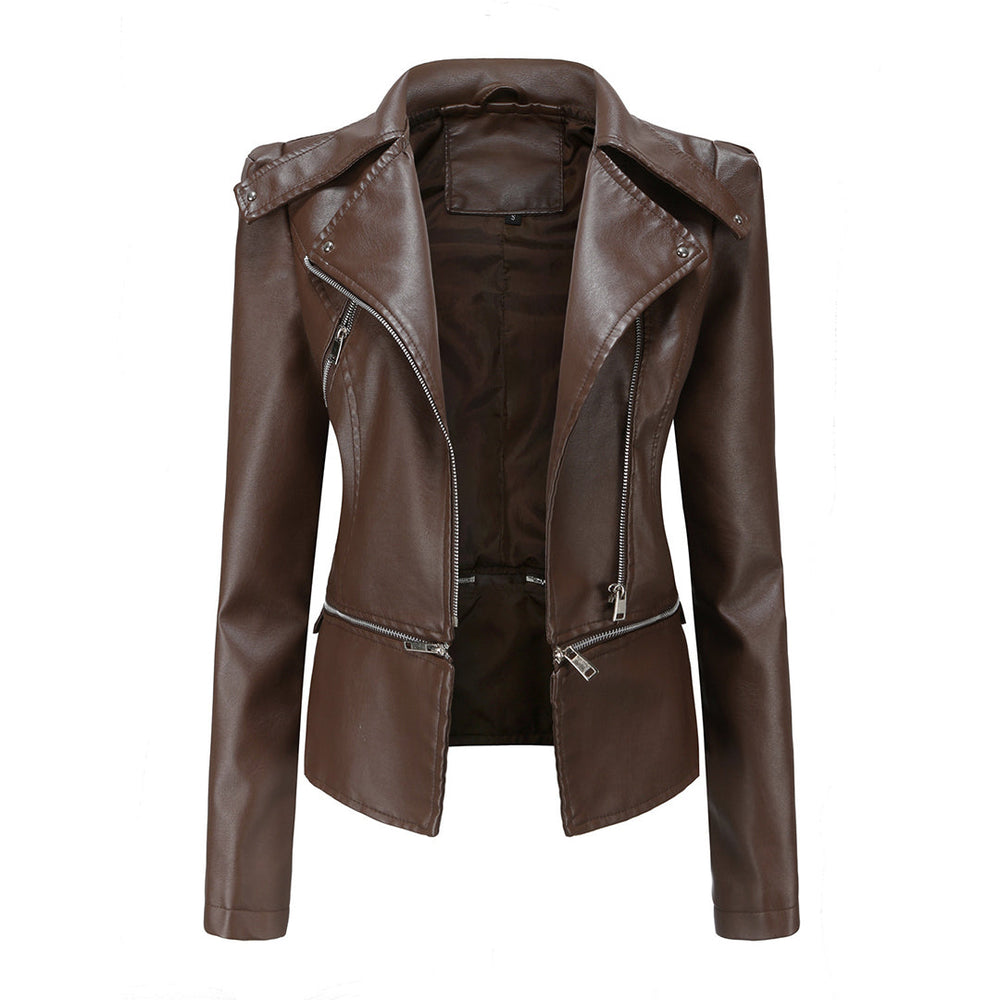 Bikerjacke Damen Slim Fit | Kurzer Schnitt mit Reißverschluss und Fronttaschen