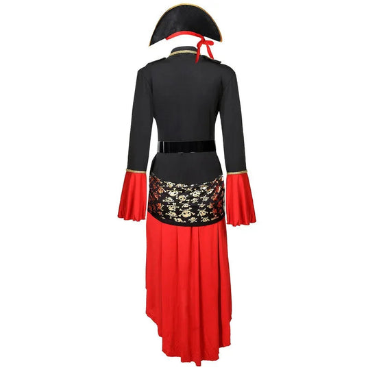 Damen Piraten-Halloween-Kostümkleid | Schnürung & Asymmetrischer Saum