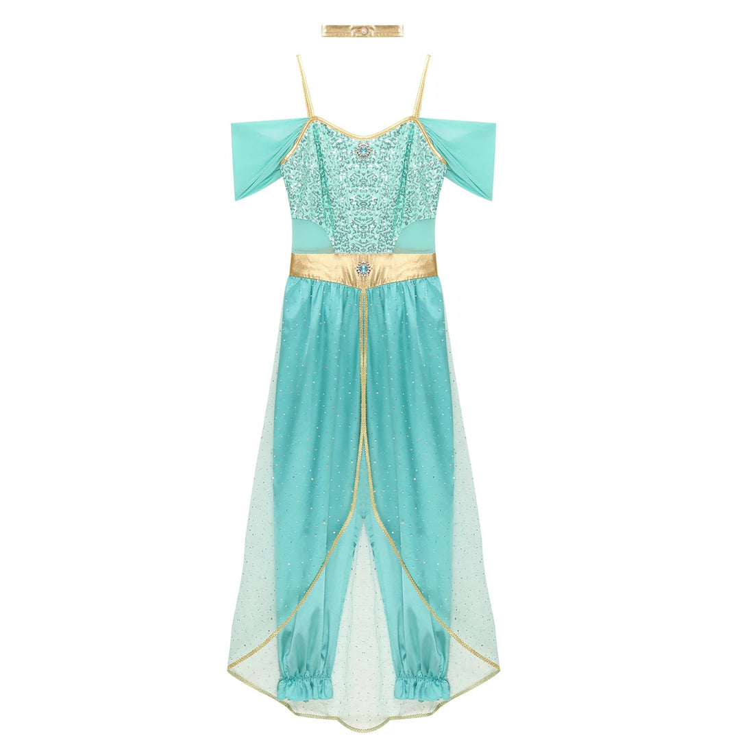 Damen Halloween Kostüm Jumpsuit | Orientalischer Harem-Stil mit Glitzerdetails