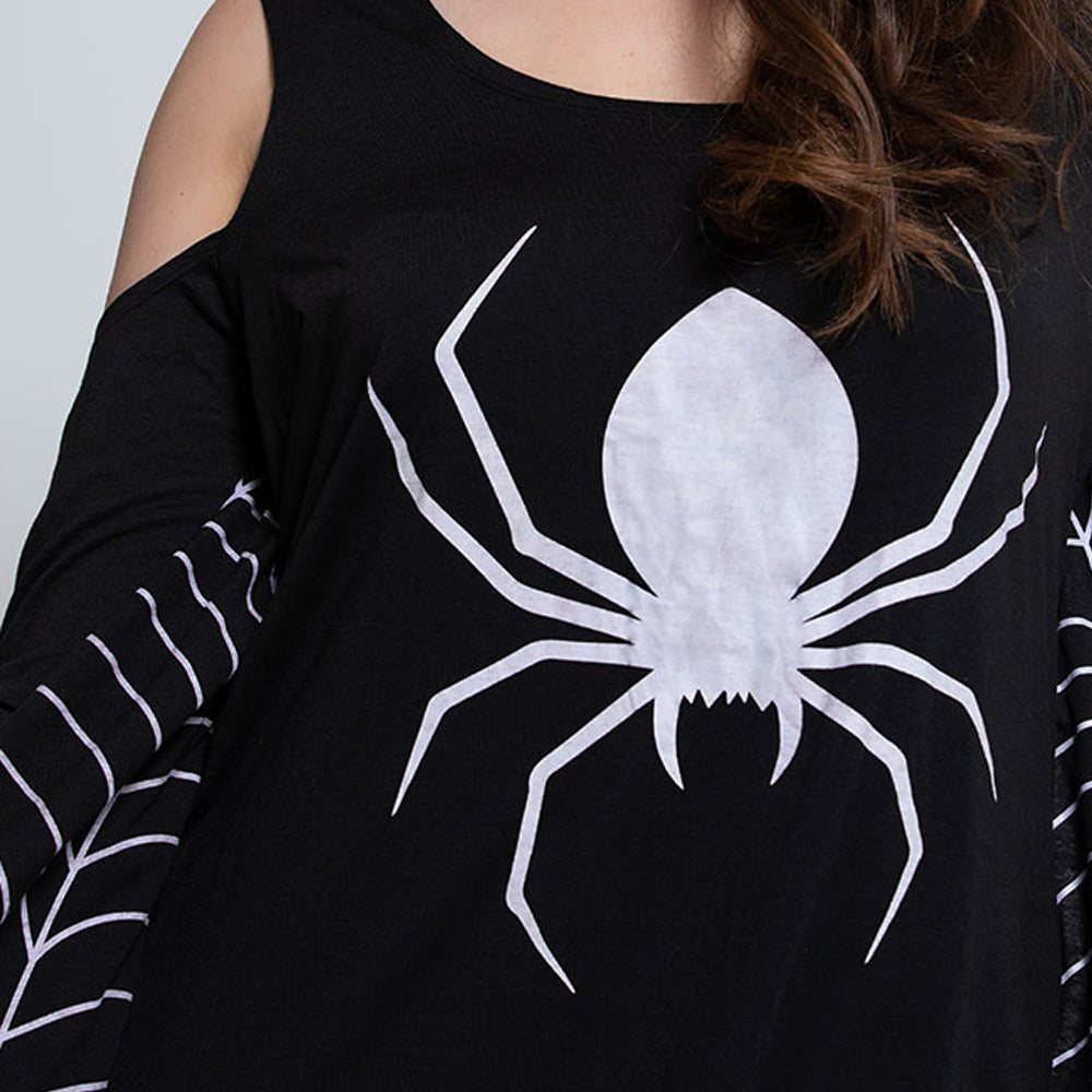 Damen Halloween-Kleid mit Spinnenmotiv Schulterfrei | Mini