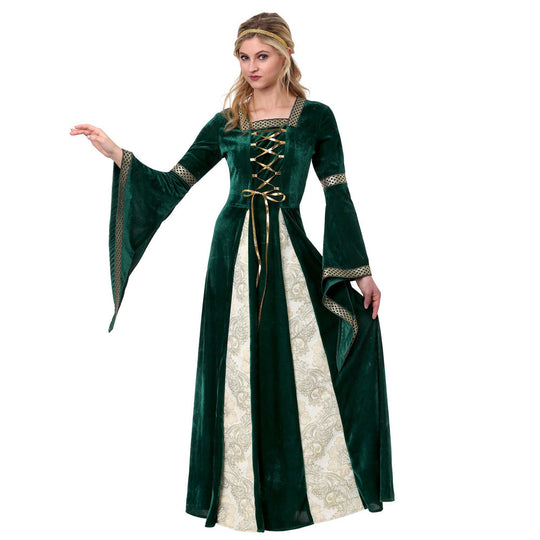 Damen Mittelalterliches Halloween-Kostümkleid | Schnürung & Trompetenärmel