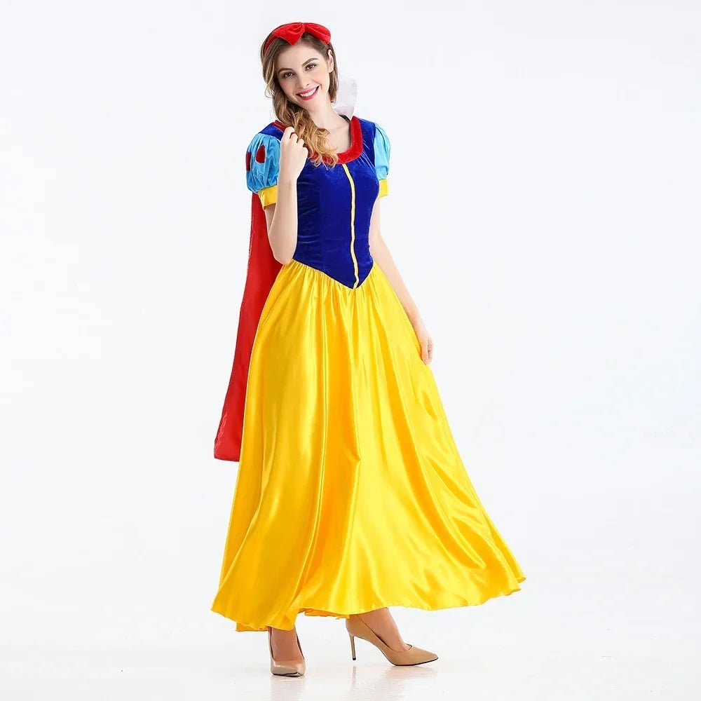 Damen Schneewittchen Halloween Kleid | Märchenhaftes Kostüm mit Umhang