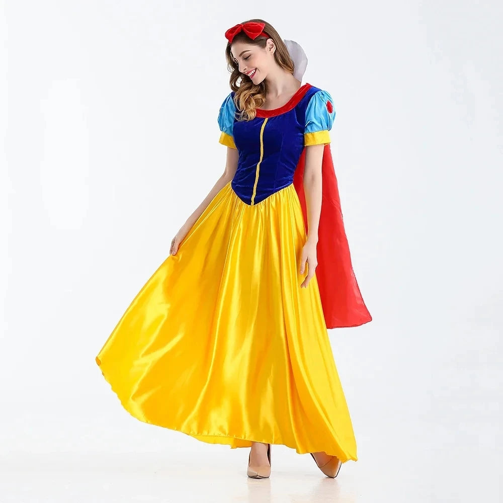 Damen Schneewittchen Halloween Kleid | Märchenhaftes Kostüm mit Umhang