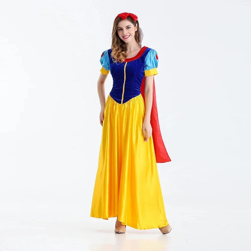 Damen Schneewittchen Halloween Kleid | Märchenhaftes Kostüm mit Umhang