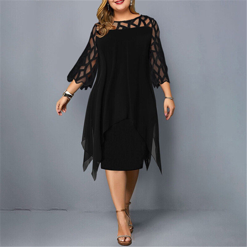 Damen Stilvolles Midi-Kleid | Elegantes Übergrößen Kleid für Hochzeitsgast 3