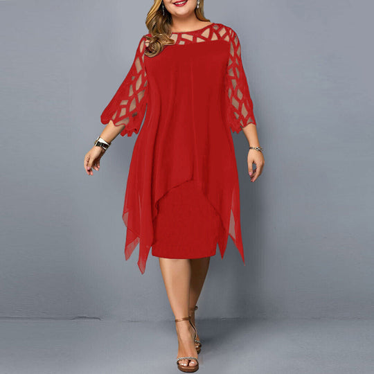 Damen Stilvolles Midi-Kleid | Elegantes Übergrößen Kleid für Hochzeitsgast 5