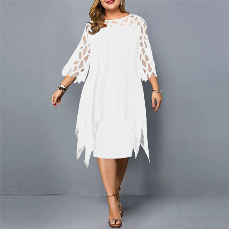 Damen Stilvolles Midi-Kleid | Elegantes Übergrößen Kleid für Hochzeitsgast 6