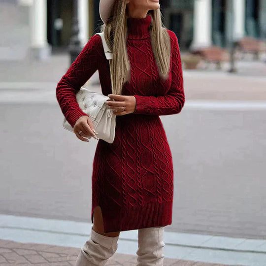 Damen Mini Strickkleid Rollkragen | Ideal für Herbst und Winter