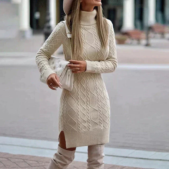 Damen Mini Strickkleid Rollkragen | Ideal für Herbst und Winter