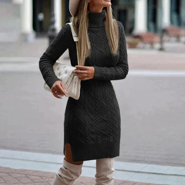 Damen Mini Strickkleid Rollkragen | Ideal für Herbst und Winter