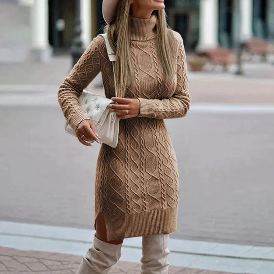 Damen Mini Strickkleid Rollkragen | Ideal für Herbst und Winter