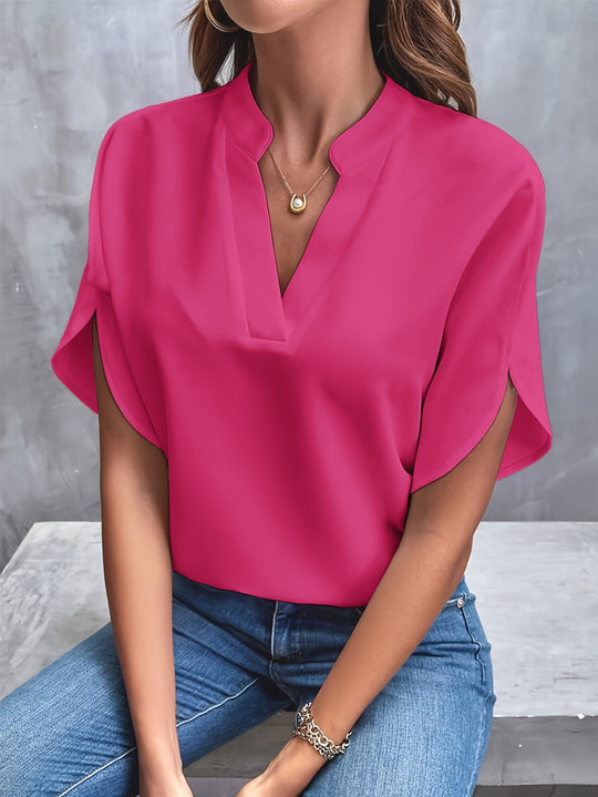 V-Ausschnitt-Bluse mit Schlitz für Damen
