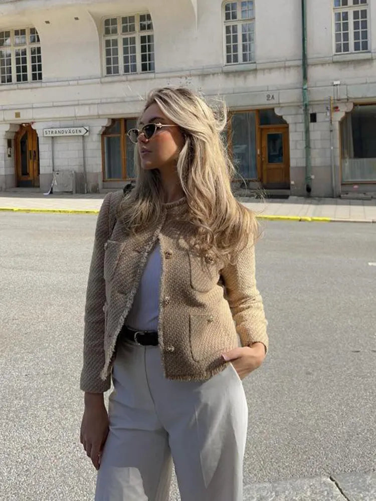 Damen's Strukturierte Klassische Jacke | Übergangszeit Elegant