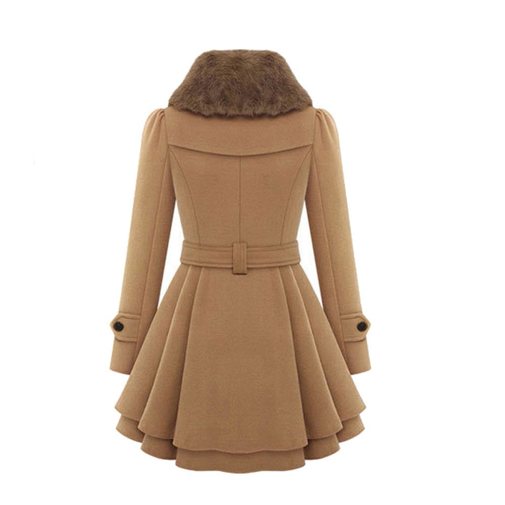 Winterjacke Damen Lang Mit Kapuze und Gürtel | Knopfverschluss und Seitentaschen