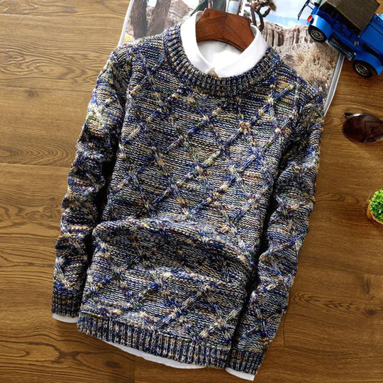 Herren Grobstrickpullover | Rundhals mit Strickmuster