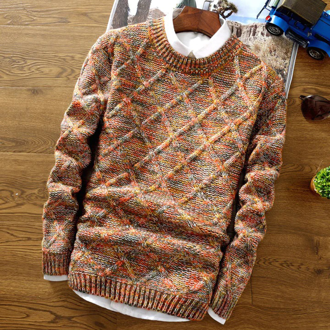 Herren Grobstrickpullover | Rundhals mit Strickmuster