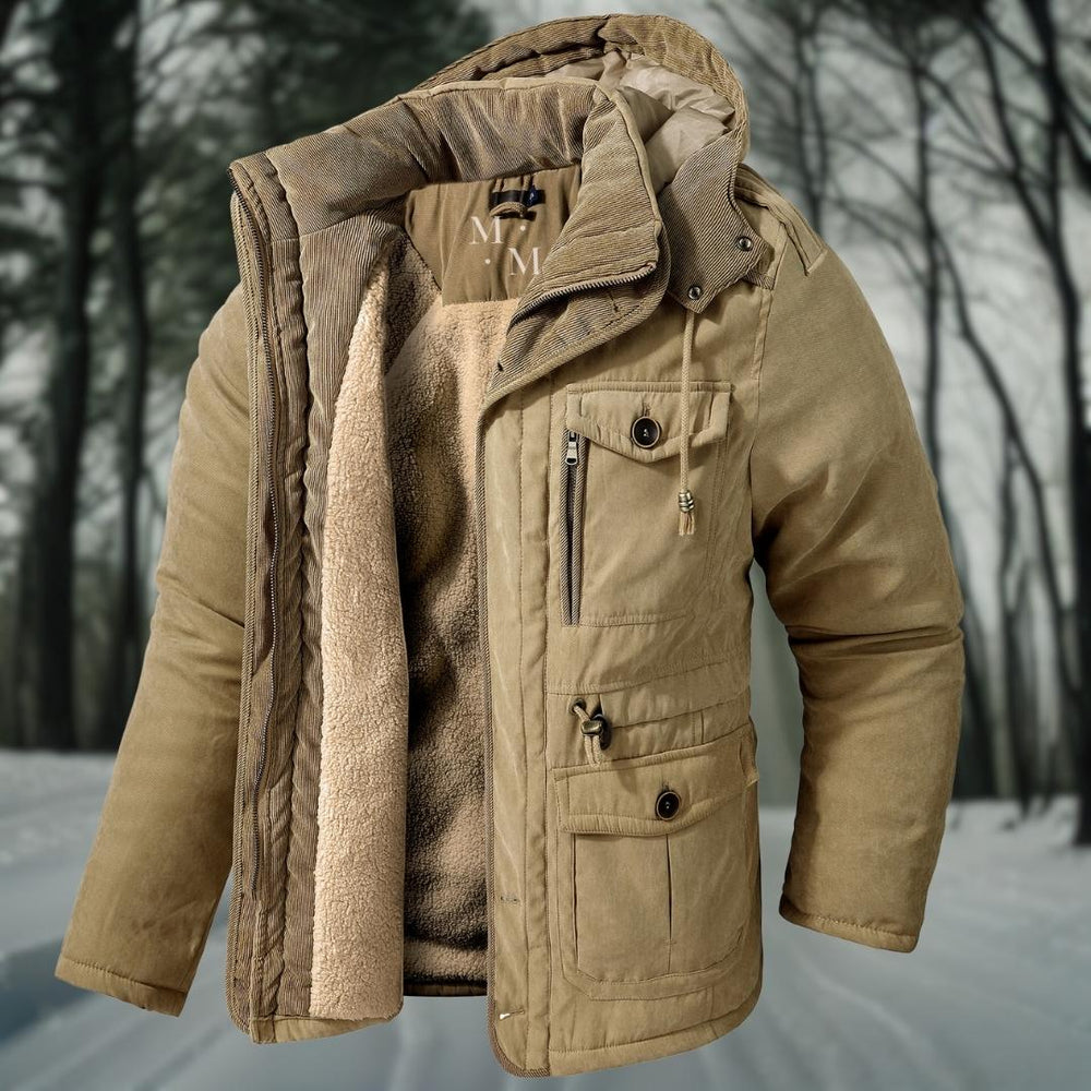 Herren Warme Winterjacke | Kapuze und Taschen Reißverschlussjacke