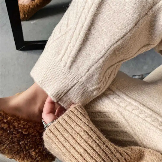 Jogginghosen Damen Strick | Weite Hose Mit Muster