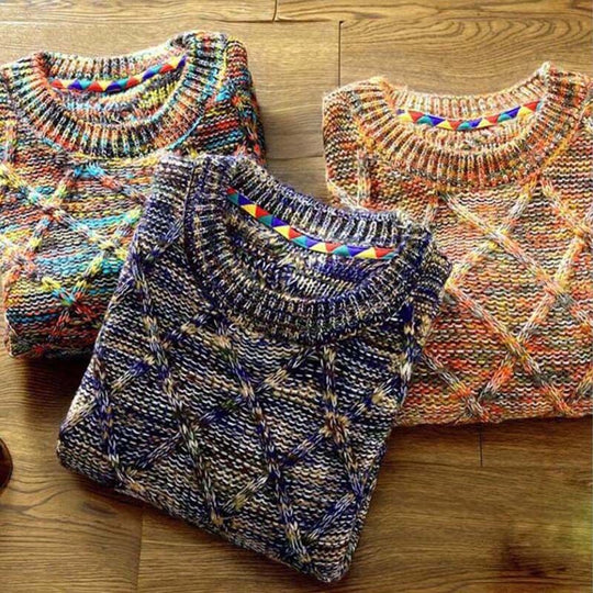 Strickpullover Herren Mehrfarbig Rundhals | Bequem & Stylisch