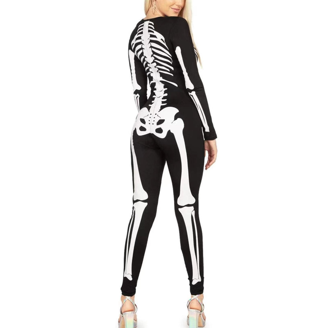 Damen Skelett Jumpsuit mit Print | Langarm Einteiler