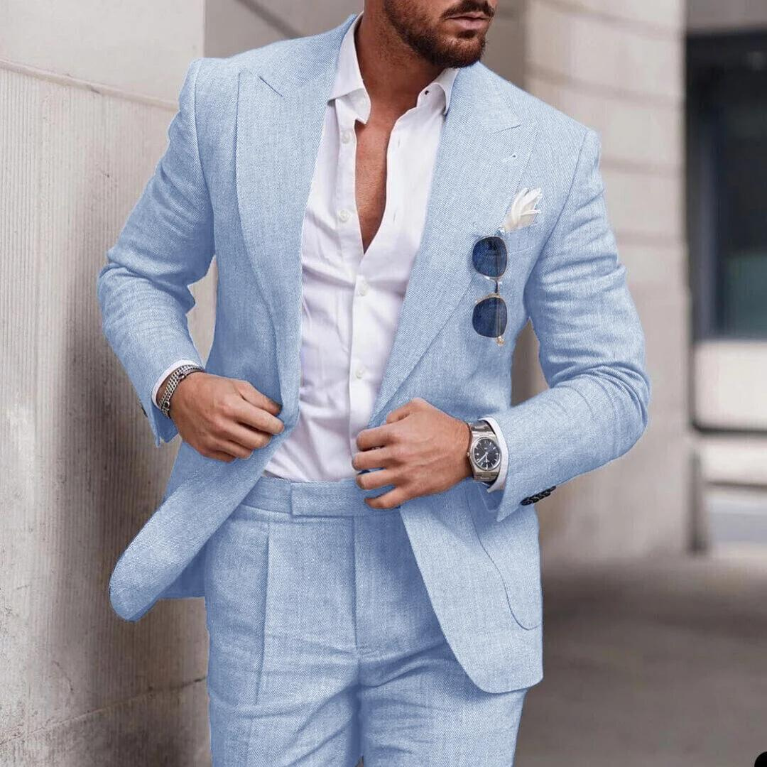 Herren Eleganter Zweiteiliger Hochzeitsanzug | Strand 0