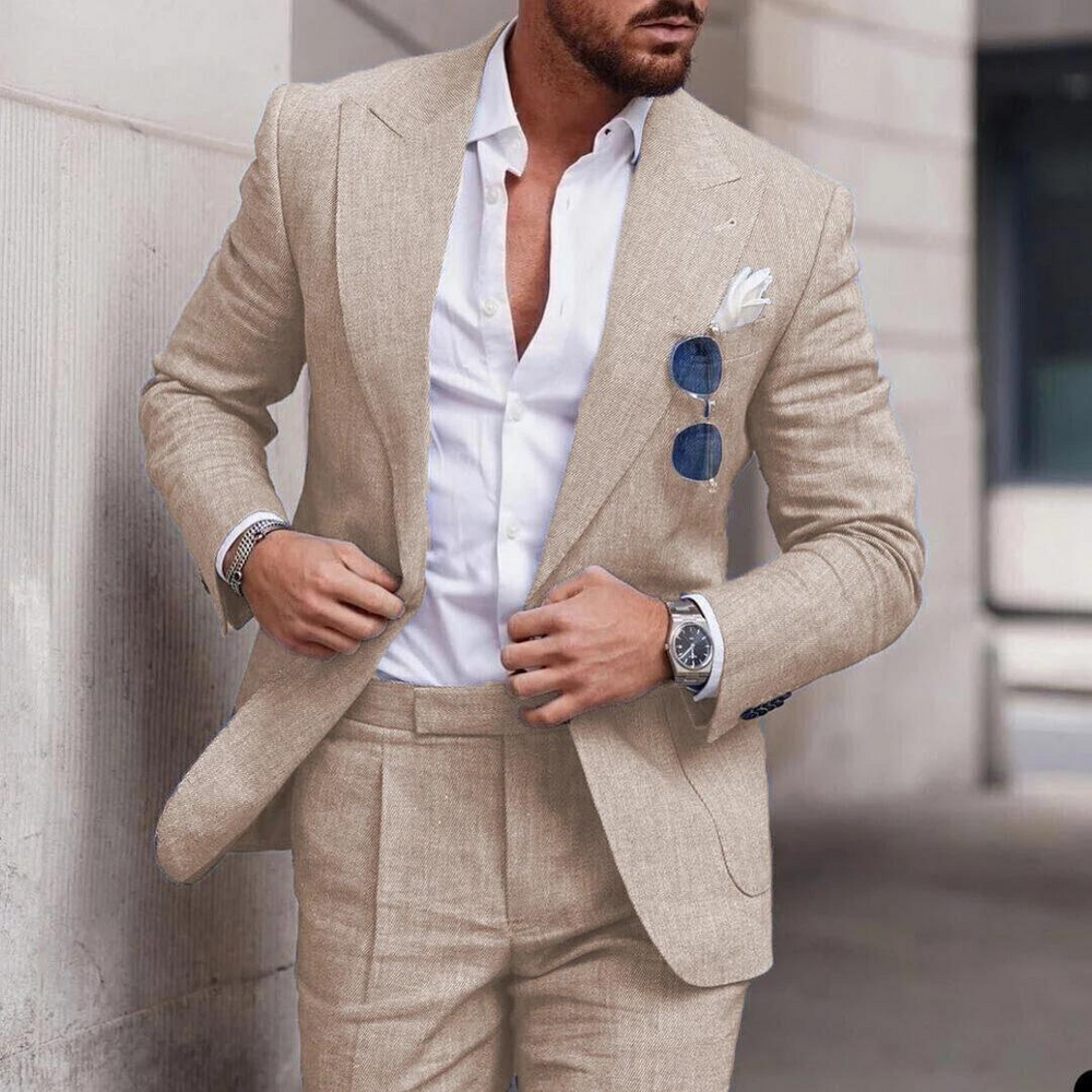 Herren Eleganter Zweiteiliger Hochzeitsanzug | Strand 1