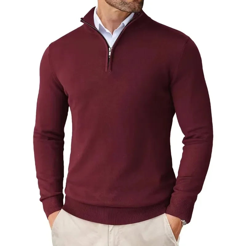 Herren Pullover Strick Elegant | Reißverschluss Komfort Ganzjährig