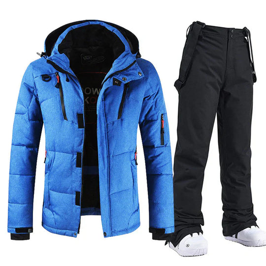 Herren Kapuzen Winterjacke Set | Skihose und Reißverschluss Jacke