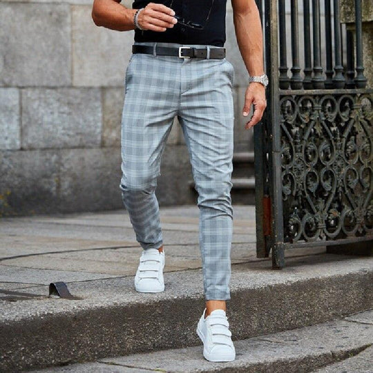 Herren Hose Mit Karomuster | Slim Fit Tapered