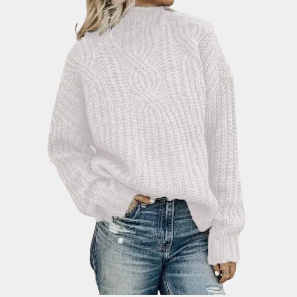 Damen Pullover | Strickpullover mit hohem Kragen und Langarm