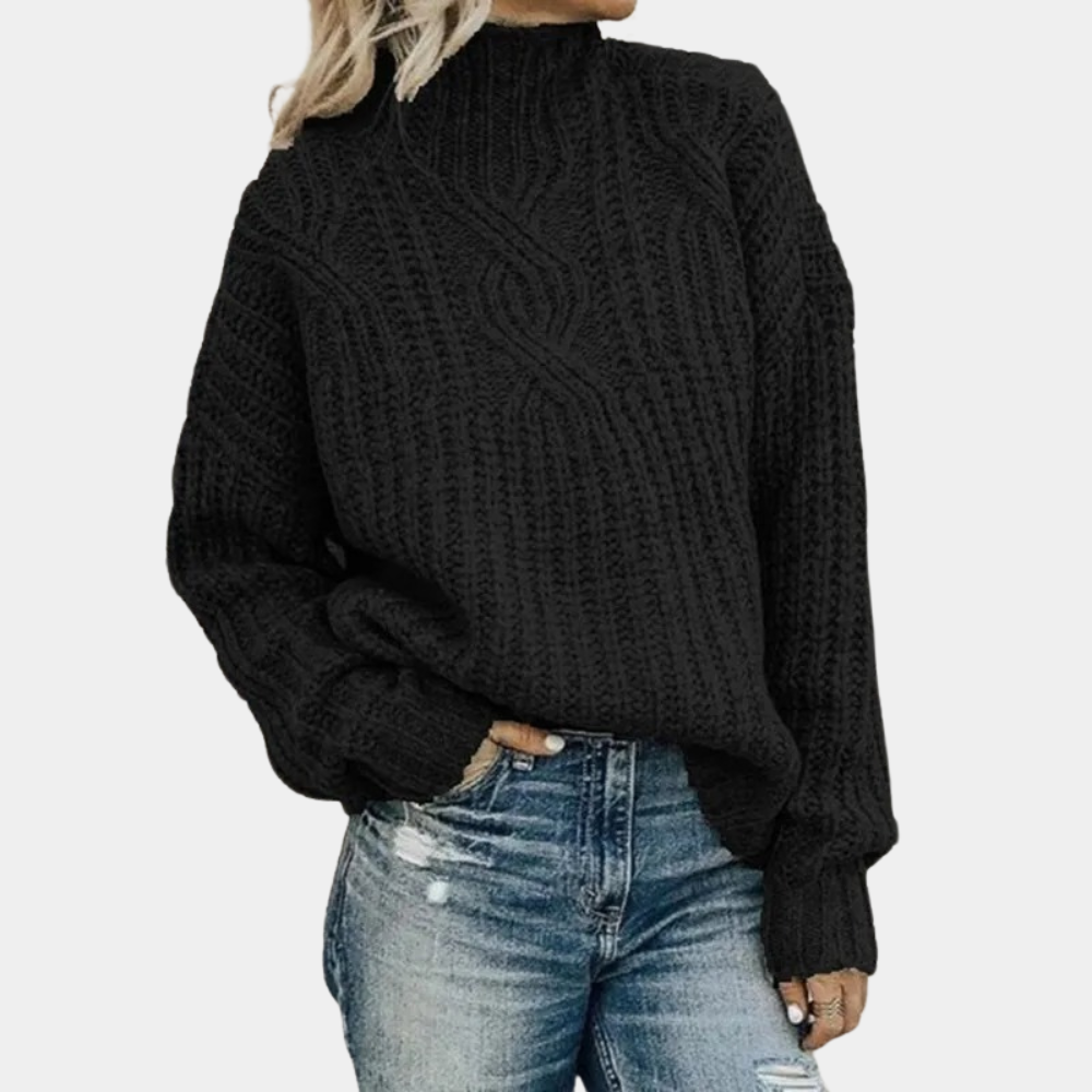 Damen Pullover | Strickpullover mit hohem Kragen und Langarm