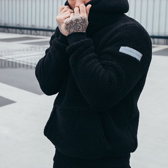 Herren Pullover Kuschelig Kapuze | Plüsch Warm Alltag
