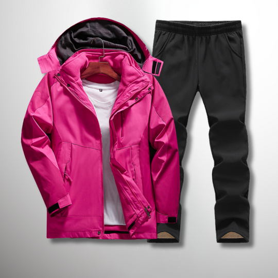 Winterjacke Damen Set | Gefütterte Kapuzenjacke mit Hose