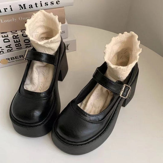 Damen Dirndl Schuhe | Chunky Plattform mit Riegelriemen