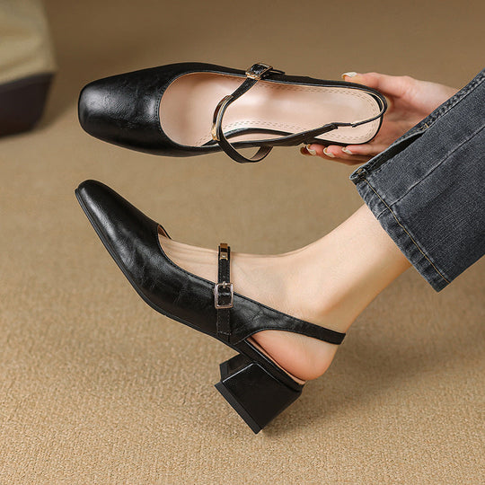 Damen Dirndl Schuhe | Slingback Mit Blockabsatz