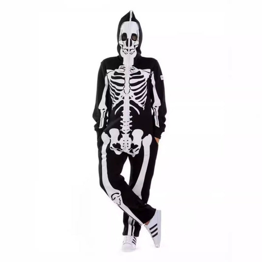 Damen Skelett Jumpsuit mit Print | Langarm Einteiler