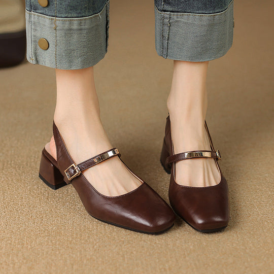 Damen Dirndl Schuhe | Slingback Mit Blockabsatz