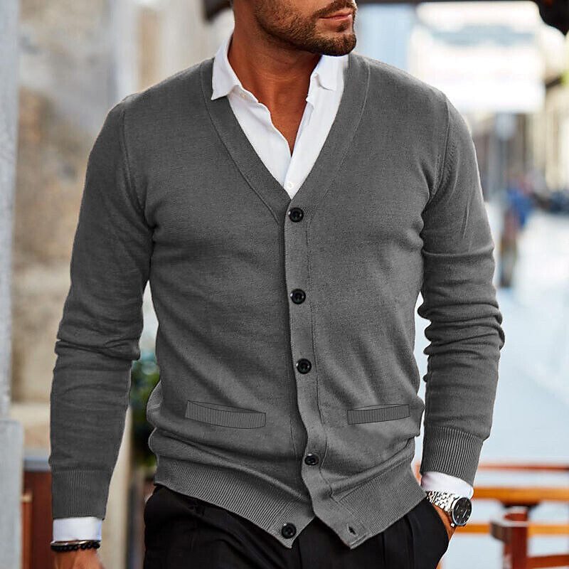 Herren Strickjacke Mit V-Ausschnitt | Knopfverschluss