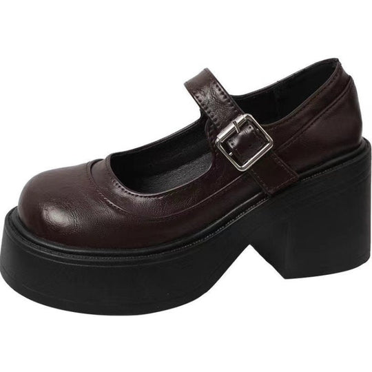 Damen Dirndl Schuhe | Chunky Plattform mit Riegelriemen