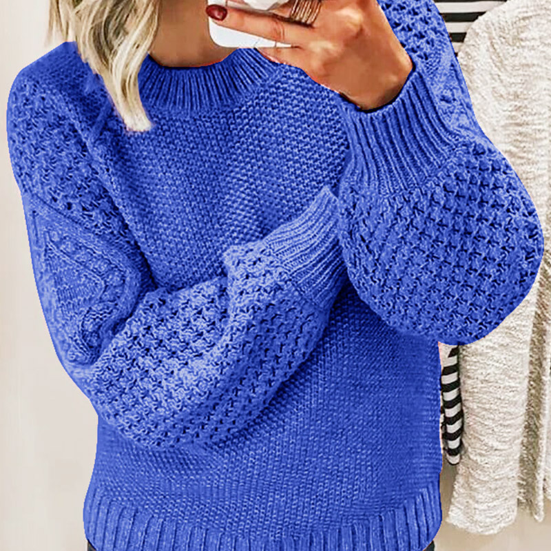 Damen Strickpullover | Rundhals Langarm Texturiertes