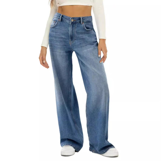 Baggy Jeans Damen | Weites Bein Und Mittlerer Bund
