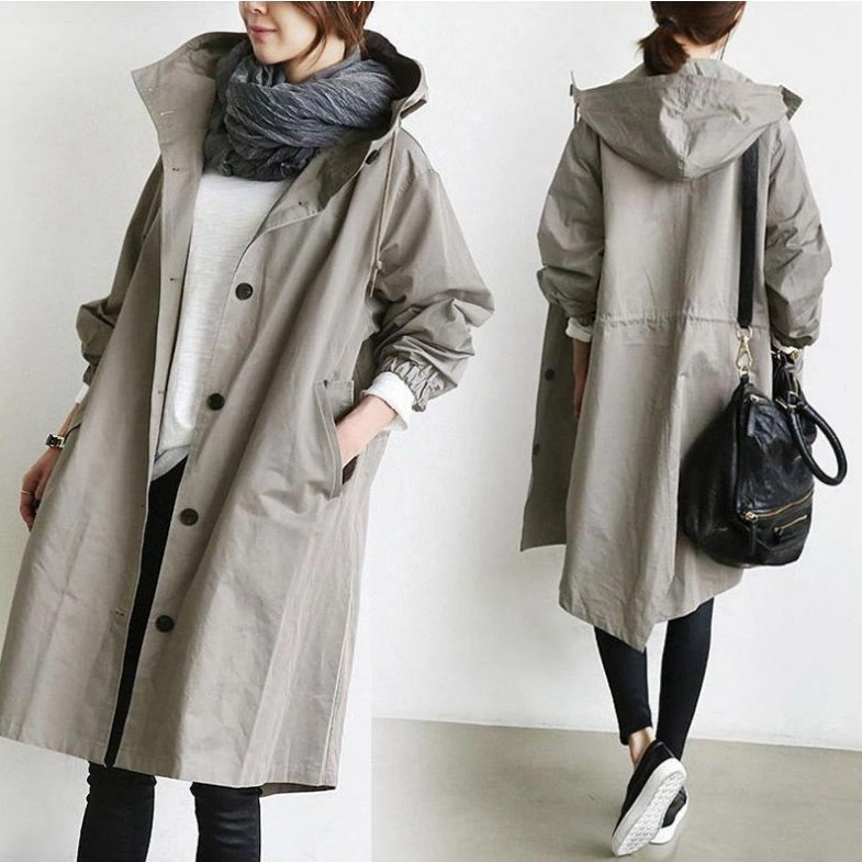 Damen Regenjacke Übergangsjacke Mit Knöpfen | Zeitlos & Praktisch