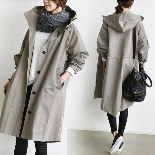 Damen Regenjacke Übergangsjacke Mit Knöpfen | Zeitlos & Praktisch