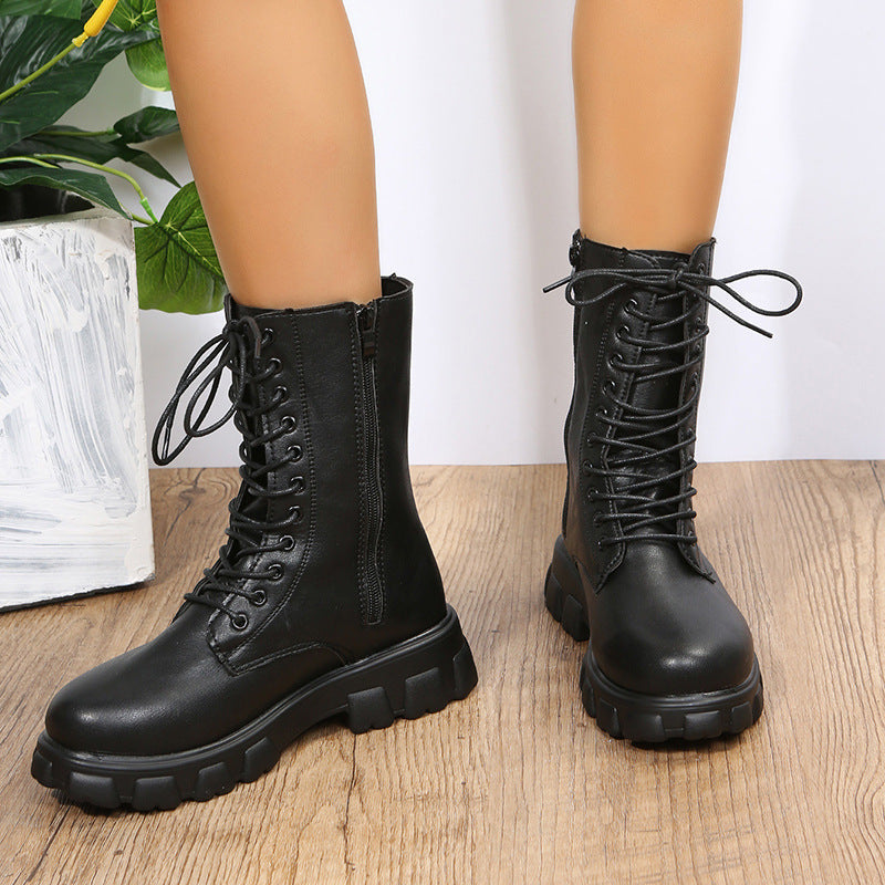 Damen Dirndl Schuhe | Kniehohe Stiefel Mit Schnürung