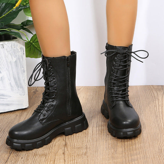 Damen Dirndl Schuhe | Kniehohe Stiefel Mit Schnürung