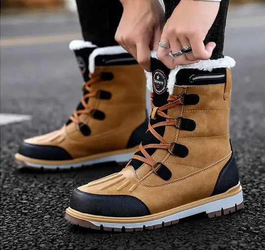 Winterschuhe Herren | Knöchelhohe Schnürstiefel mit Profilsohle