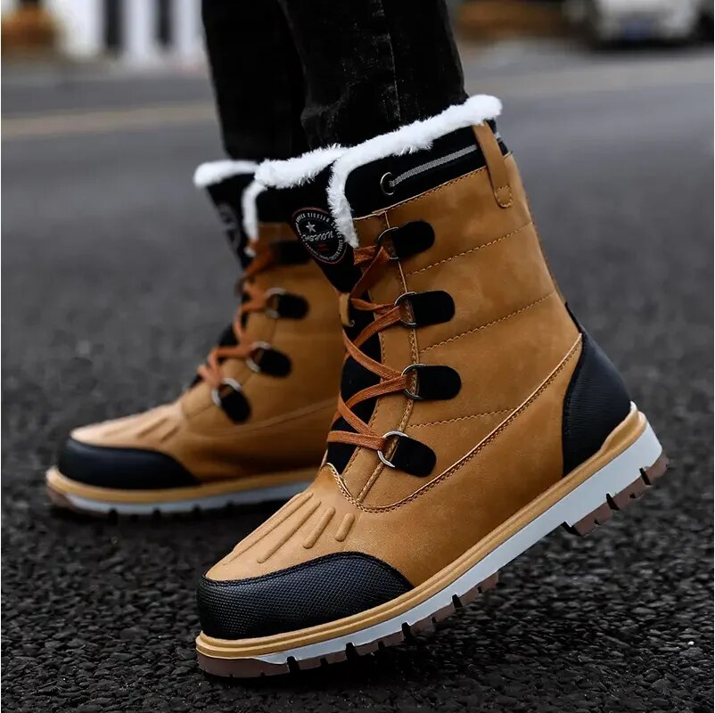 Winterschuhe Herren | Knöchelhohe Schnürstiefel mit Profilsohle