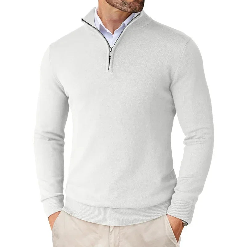 Herren Pullover Strick Elegant | Reißverschluss Komfort Ganzjährig