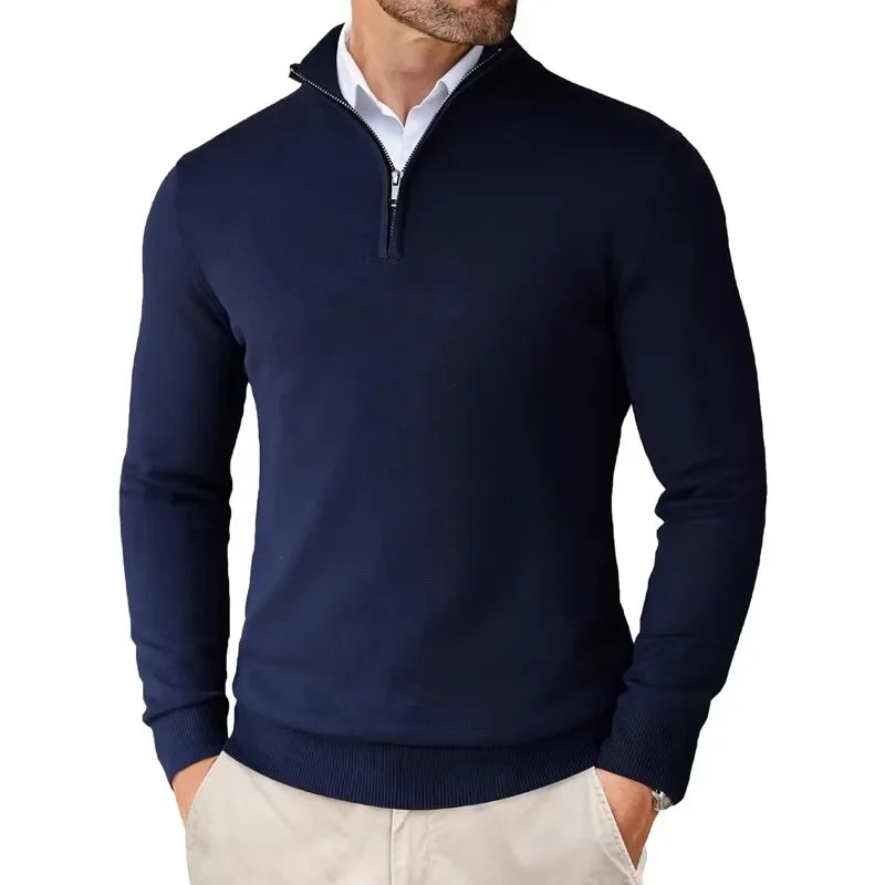 Herren Pullover Strick Elegant | Reißverschluss Komfort Ganzjährig