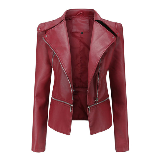 Bikerjacke Damen Slim Fit | Kurzer Schnitt mit Reißverschluss und Fronttaschen